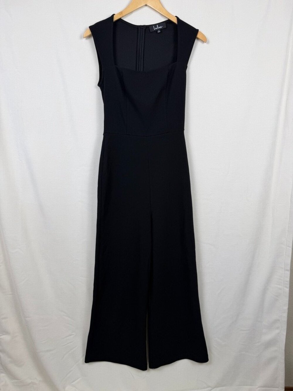 Lulus Black‎ Palazzo Wide Leg Jumpsuit Plunging Deep V Neck Small S